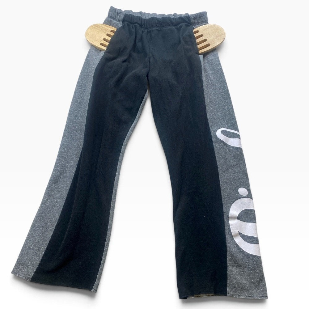 PINK Victorias Secret Colorblock Sweatpants Black Gray Logo Wide Leg M #344M